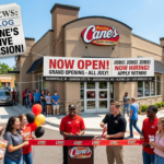 Grand opening storefront representing the Raising Cane’s July expansion