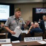 An American Legion member in Texas publicly opposing the Take Care of America's Veterans Act (TCAVA) and its $58 billion funding offset
