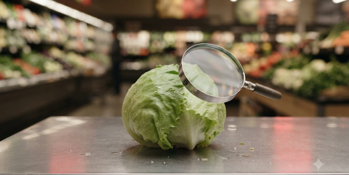 Alt text: Lettuce under investigation during 2026 Cyclospora outbreak